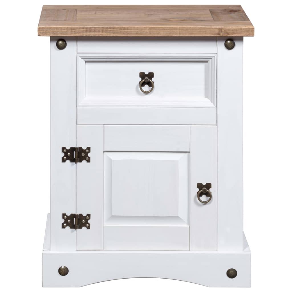 Bedside Cabinet Mexican Pine Corona Range White 20.9"x15.4"x26.4" at Set Shop and Smile