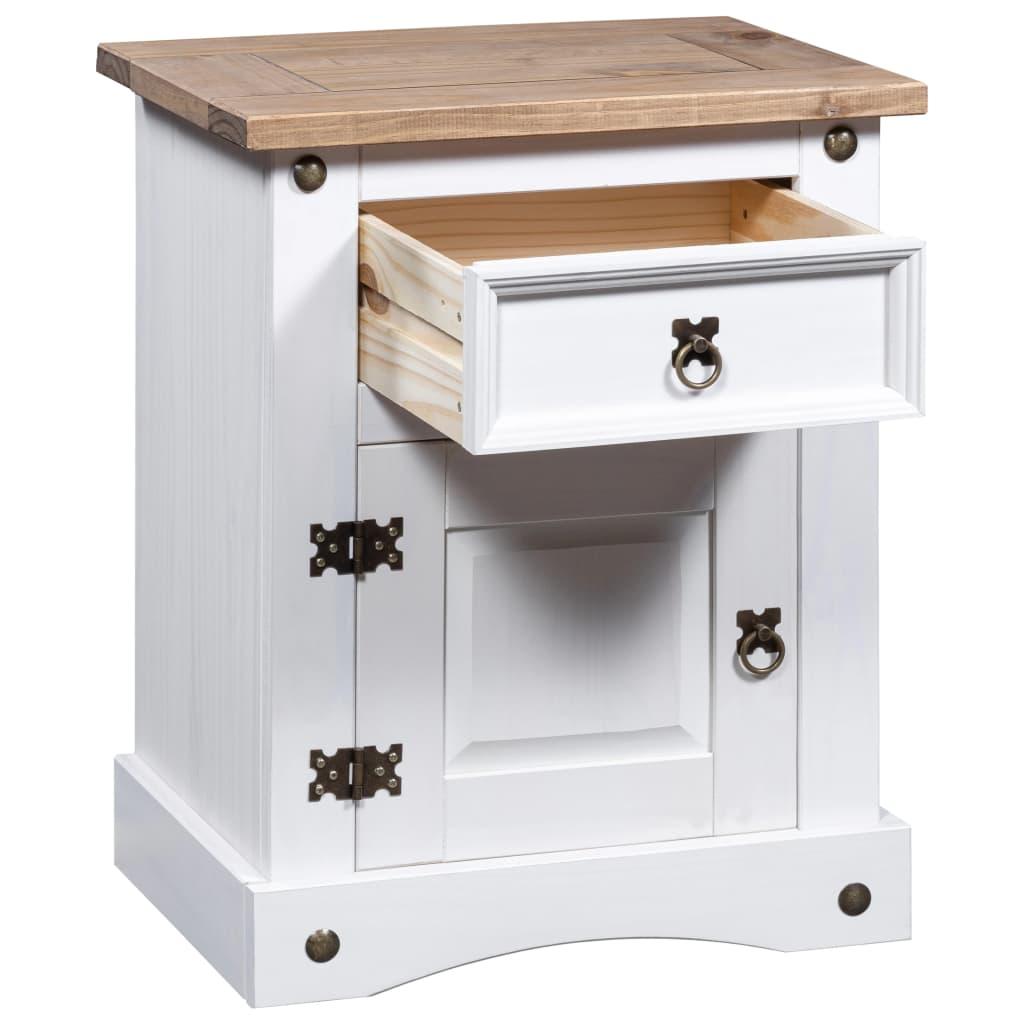 Bedside Cabinet Mexican Pine Corona Range White 20.9"x15.4"x26.4" at Set Shop and Smile