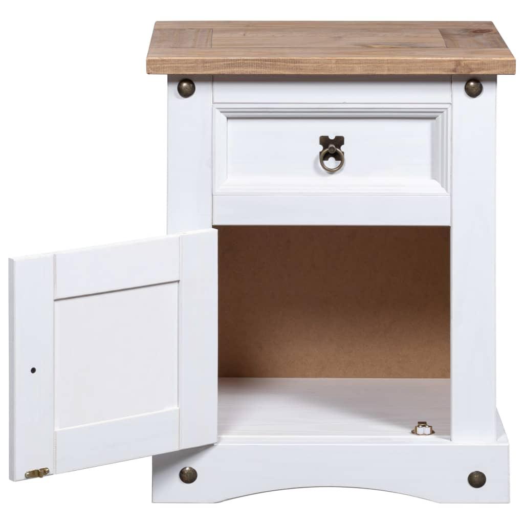 Bedside Cabinet Mexican Pine Corona Range White 20.9"x15.4"x26.4" at Set Shop and Smile