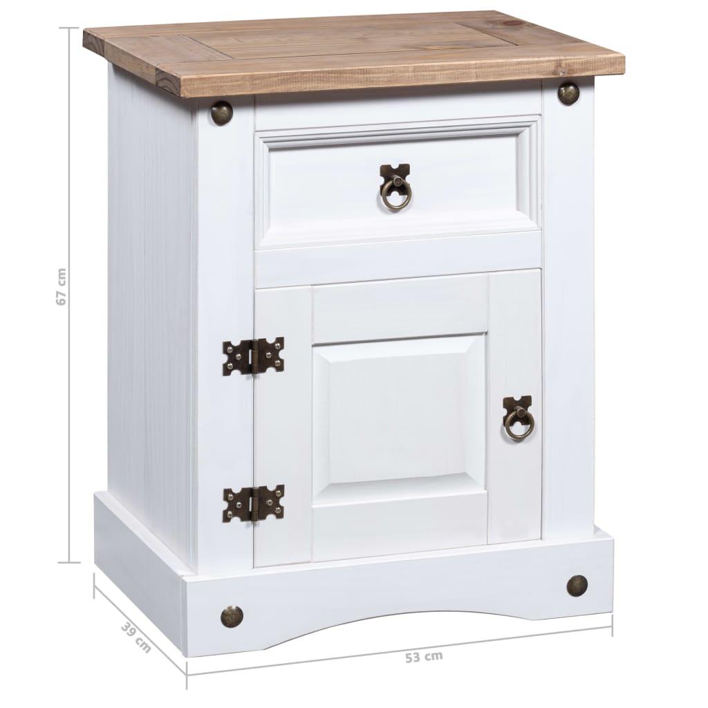 Bedside Cabinet Mexican Pine Corona Range White 20.9"x15.4"x26.4" at Set Shop and Smile