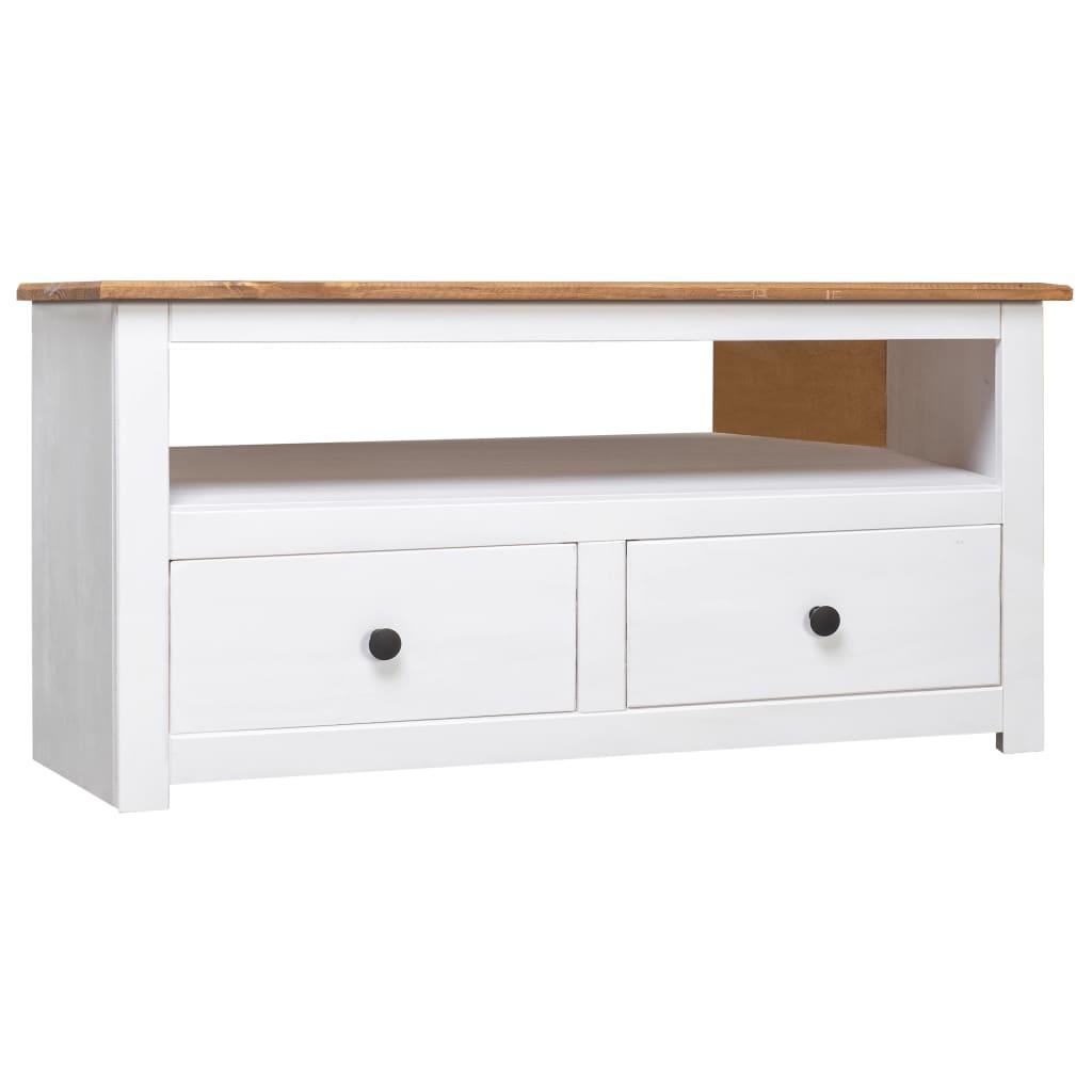Corner TV Cabinet White 36.6"x19.3"x19.3" Solid Pine Panama Range at Set Shop and Smile