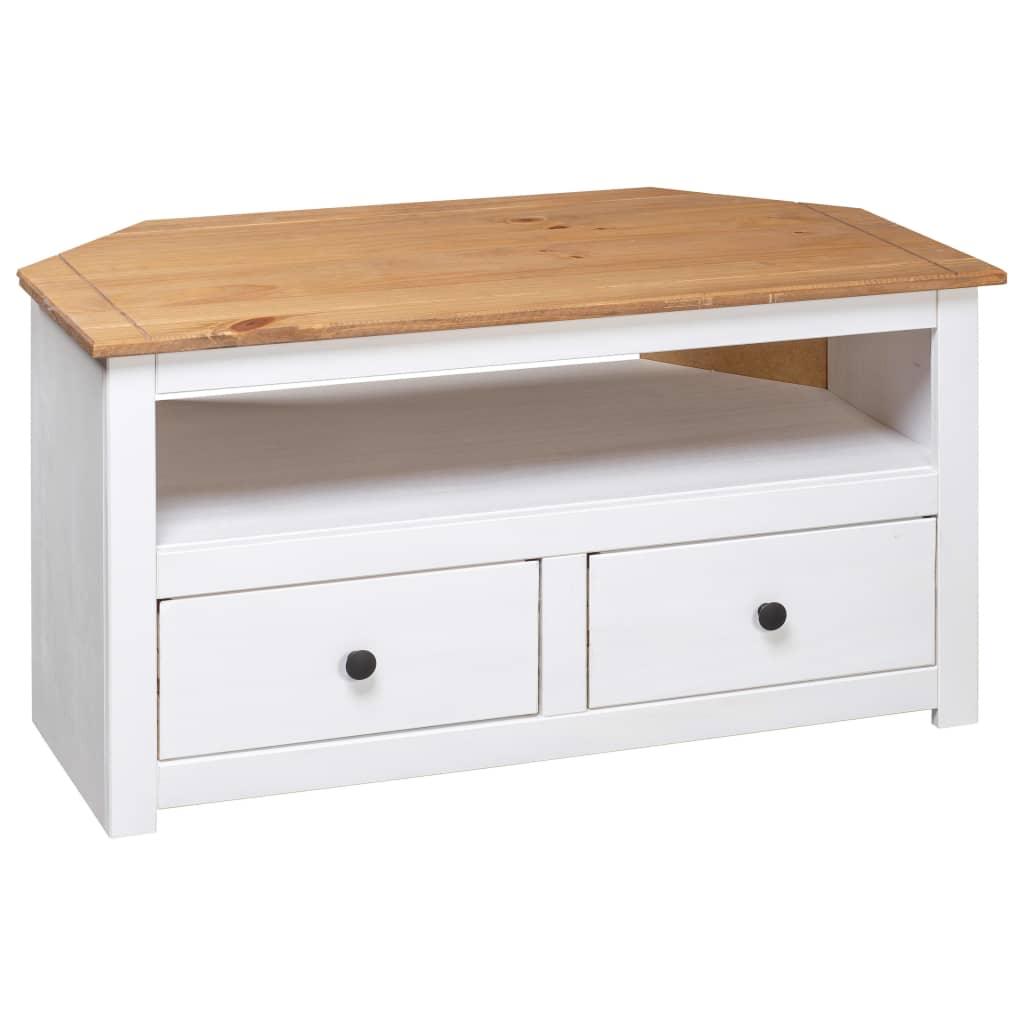 Corner TV Cabinet White 36.6"x19.3"x19.3" Solid Pine Panama Range at Set Shop and Smile