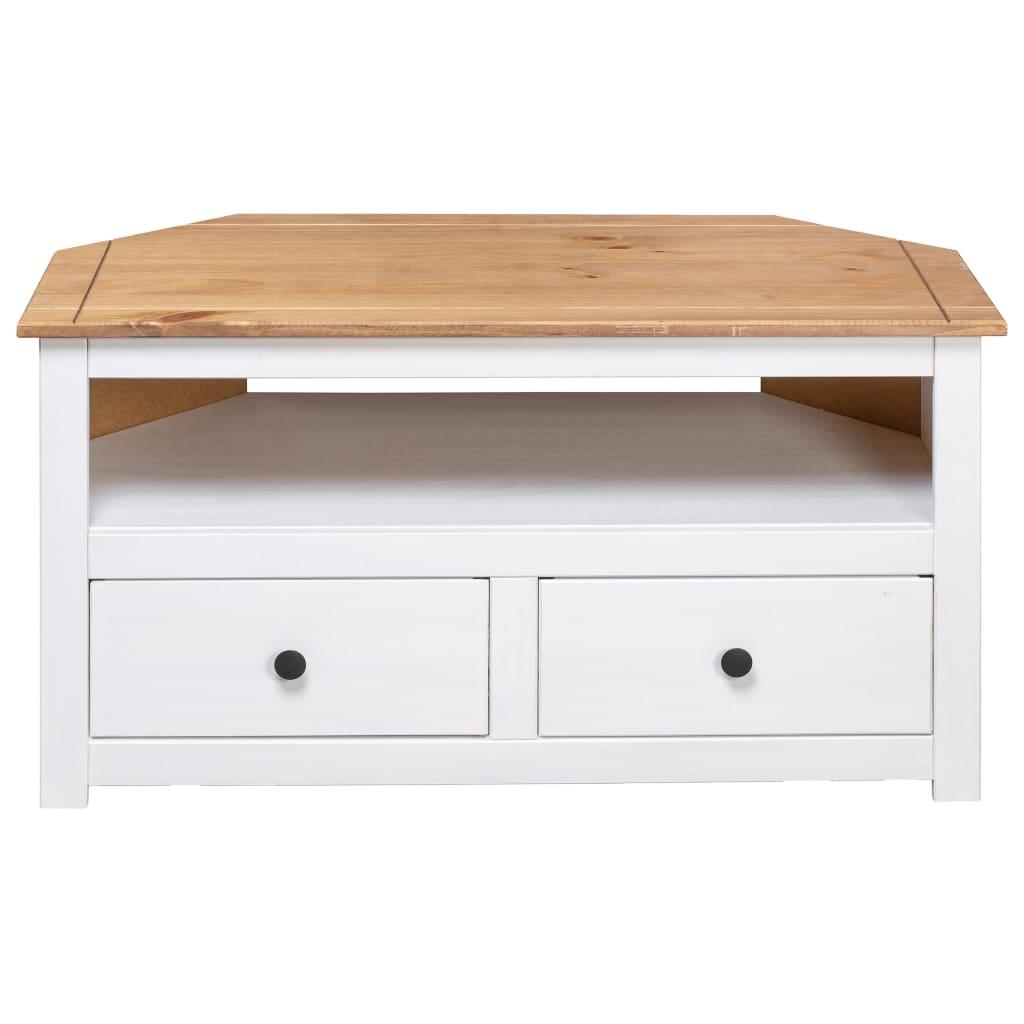Corner TV Cabinet White 36.6"x19.3"x19.3" Solid Pine Panama Range at Set Shop and Smile