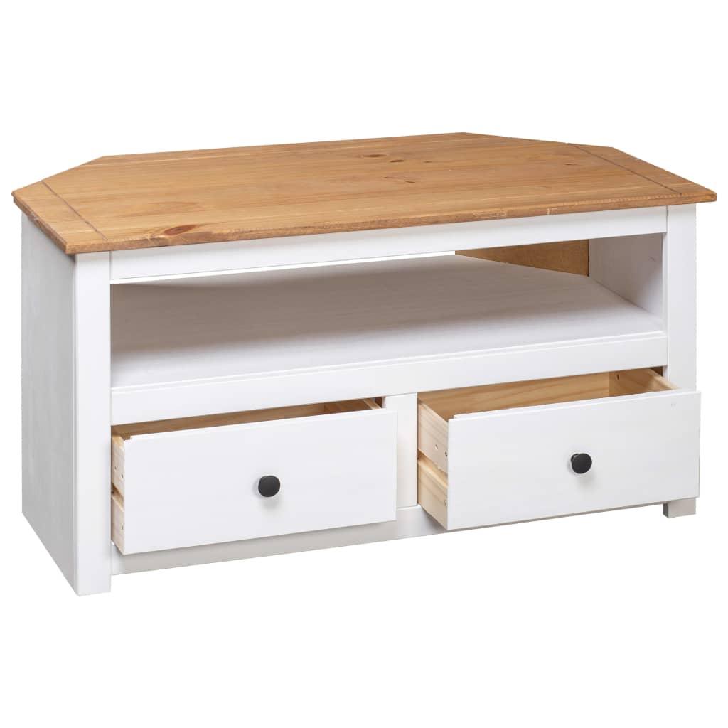 Corner TV Cabinet White 36.6"x19.3"x19.3" Solid Pine Panama Range at Set Shop and Smile