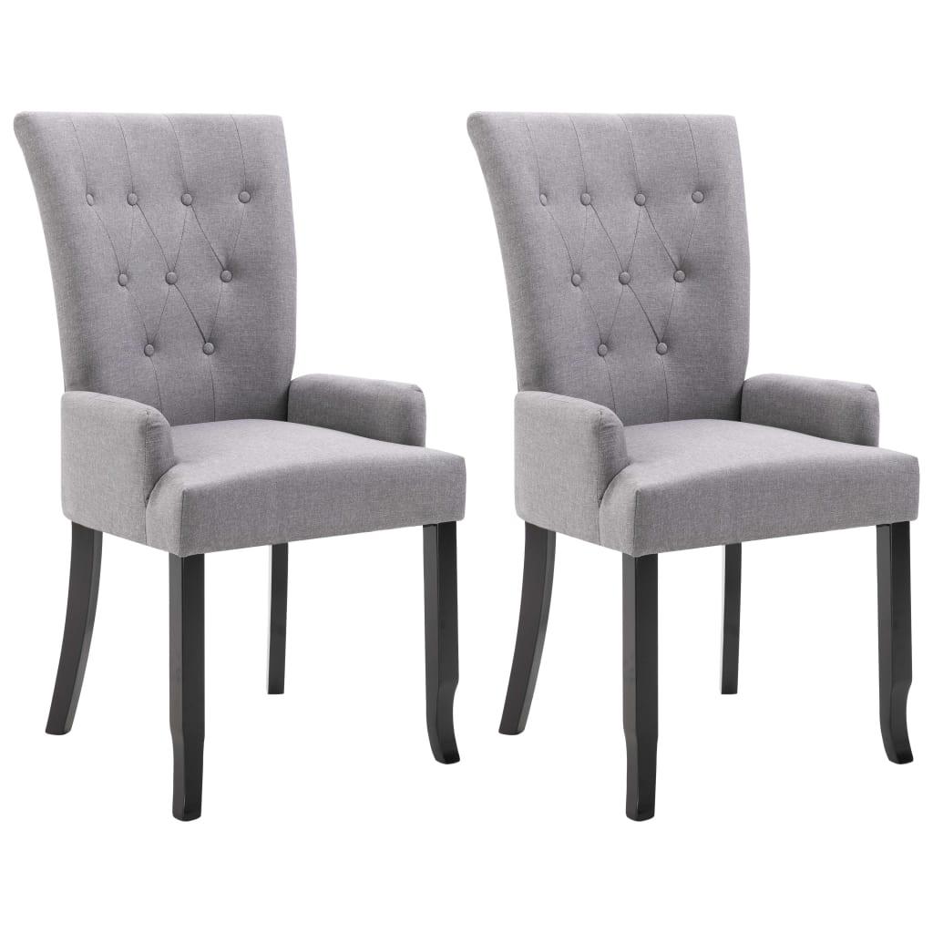 Dining Chairs with Armrests 2 pcs Light Gray Fabric at Set Shop and Smile