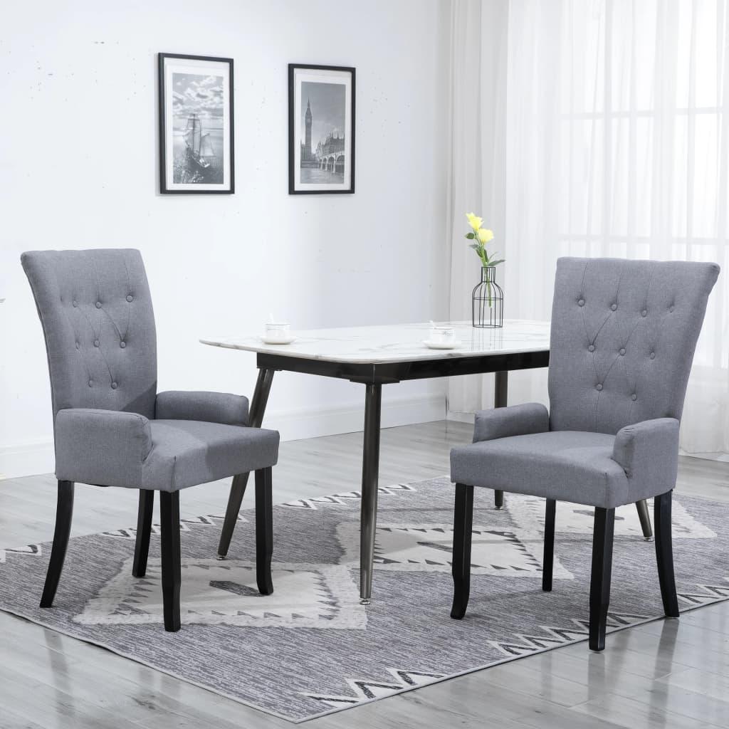 Dining Chairs with Armrests 2 pcs Light Gray Fabric at Set Shop and Smile