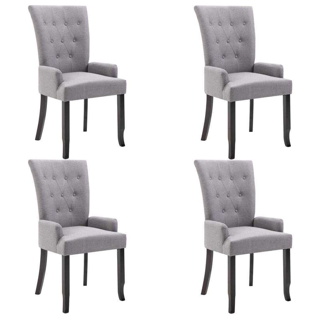 Dining Chairs with Armrests 4 pcs Light Gray Fabric at Set Shop and Smile