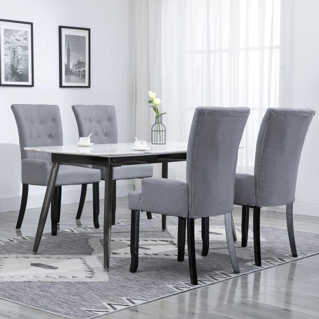 Dining Chairs with Armrests 4 pcs Light Gray Fabric at Set Shop and Smile