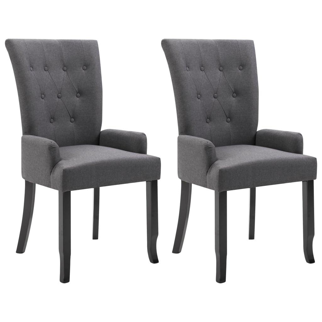 Dining Chairs with Armrests 2 pcs Dark Gray Fabric at Set Shop and Smile