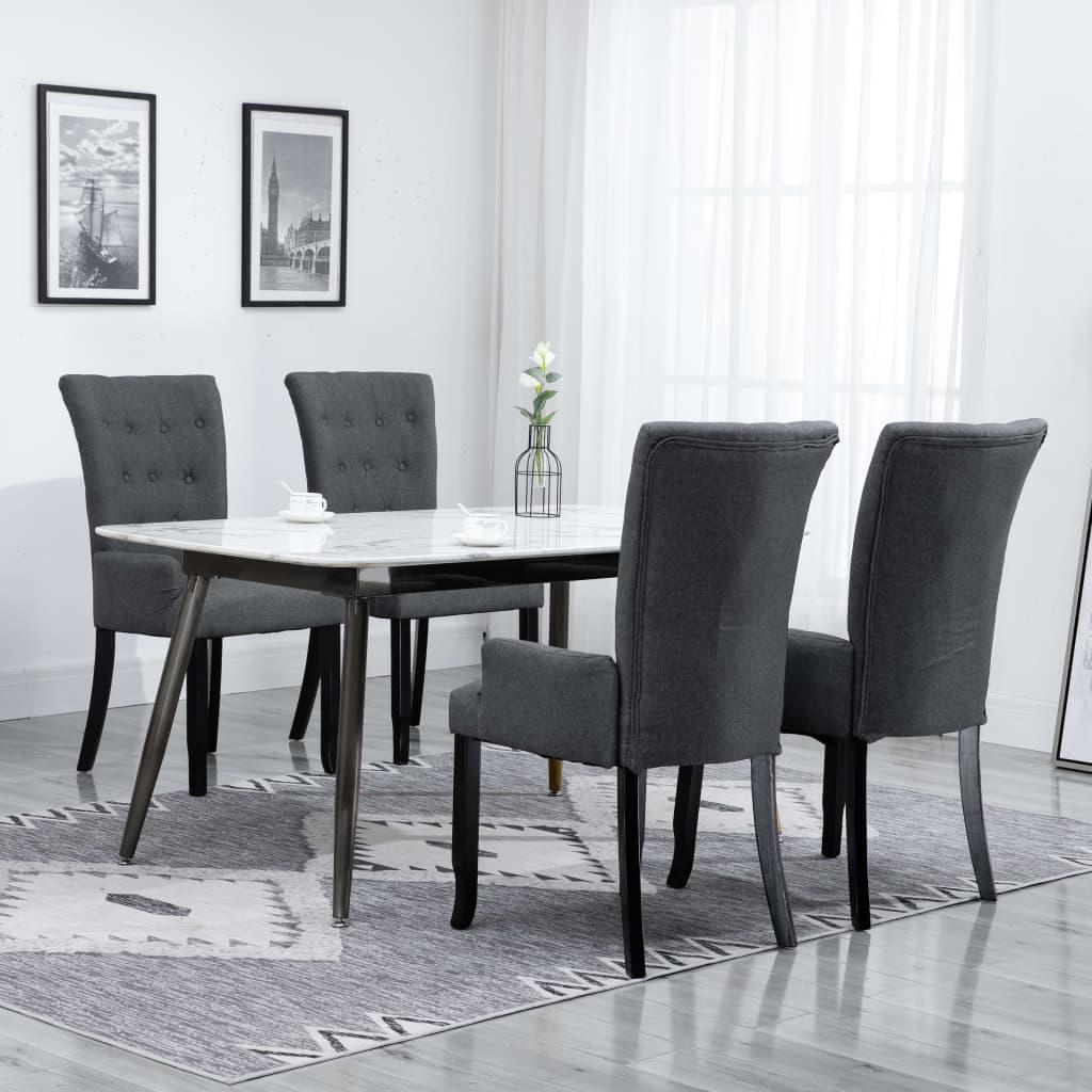 Dining Chairs with Armrests 4 pcs Dark Gray Fabric at Set Shop and Smile