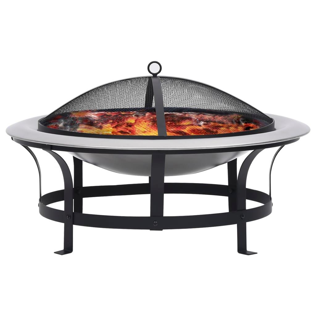 Outdoor Fire Pit with Grill Stainless Steel 29.9" at Set Shop and Smile