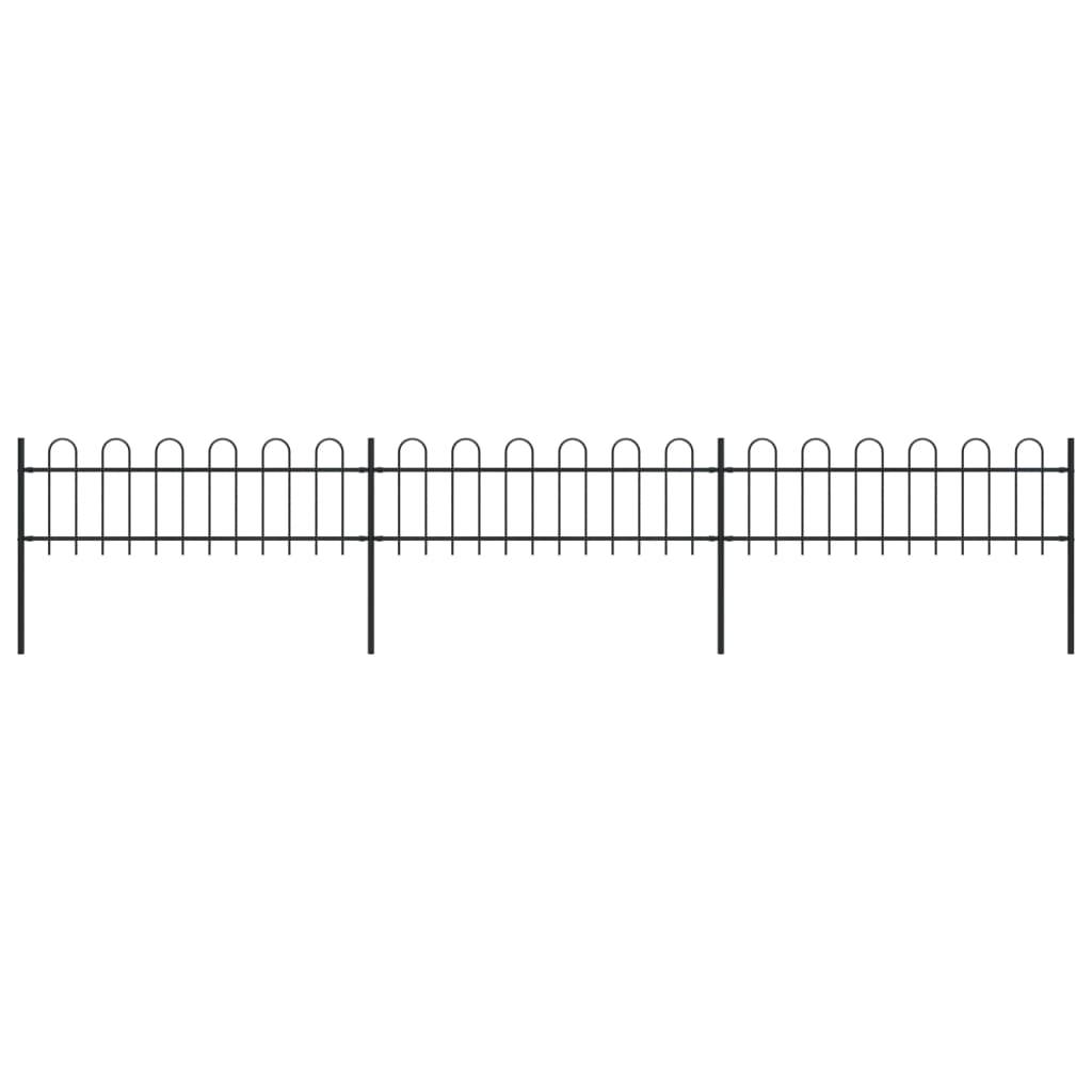 Garden Fence with Hoop Top Steel 16.7' Black at Set Shop and Smile