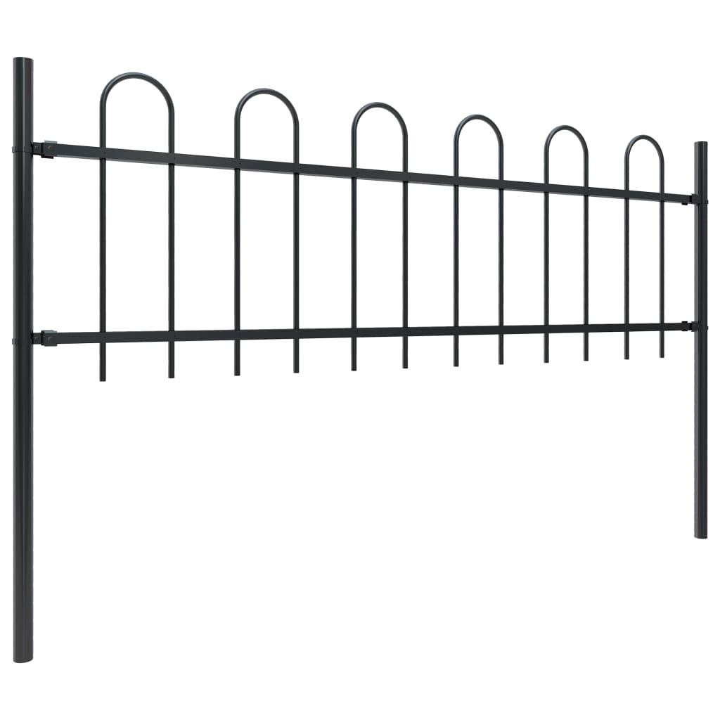 Garden Fence with Hoop Top Steel 16.7' Black at Set Shop and Smile