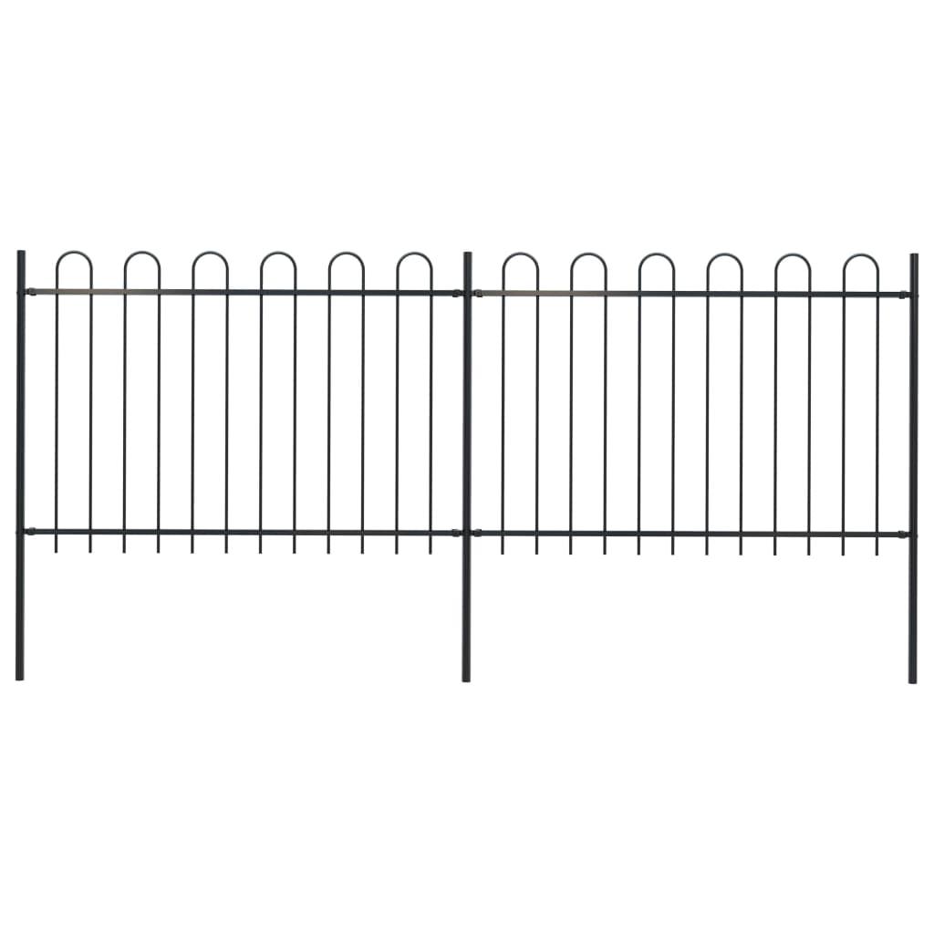 Garden Fence with Hoop Top Steel 11.2ft Black at Set Shop and Smile