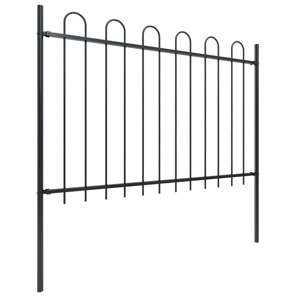 Garden Fence with Hoop Top Steel 11.2ft Black at Set Shop and Smile
