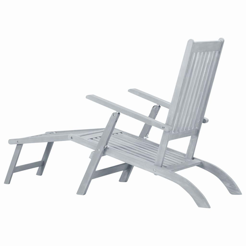 Patio Deck Chair with Footrest Gray Wash Solid Acacia Wood at Set Shop and Smile