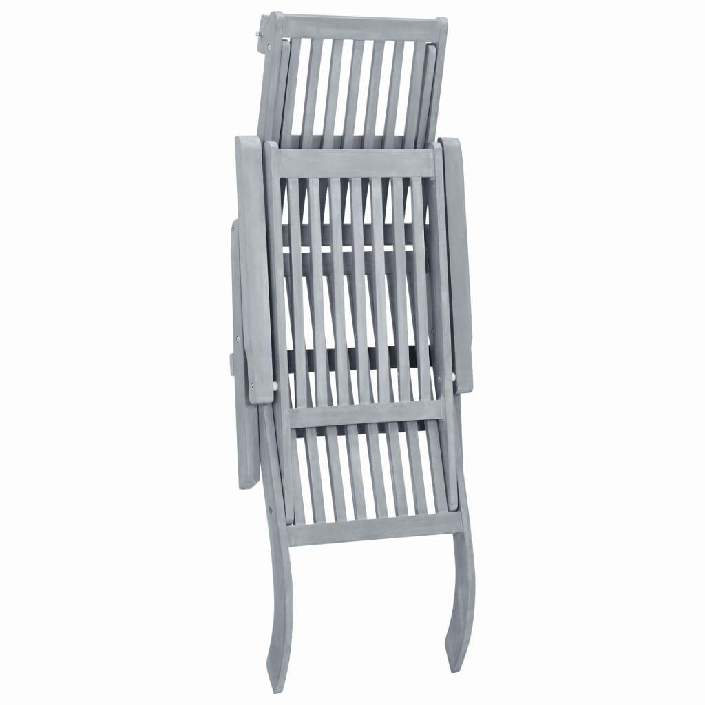 Patio Deck Chair with Footrest Gray Wash Solid Acacia Wood at Set Shop and Smile