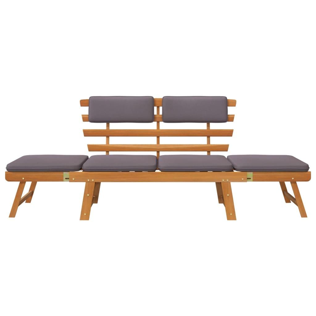 2-in-1 Patio Daybed with Cushion 74.8" Solid Acacia Wood at Set Shop and Smile