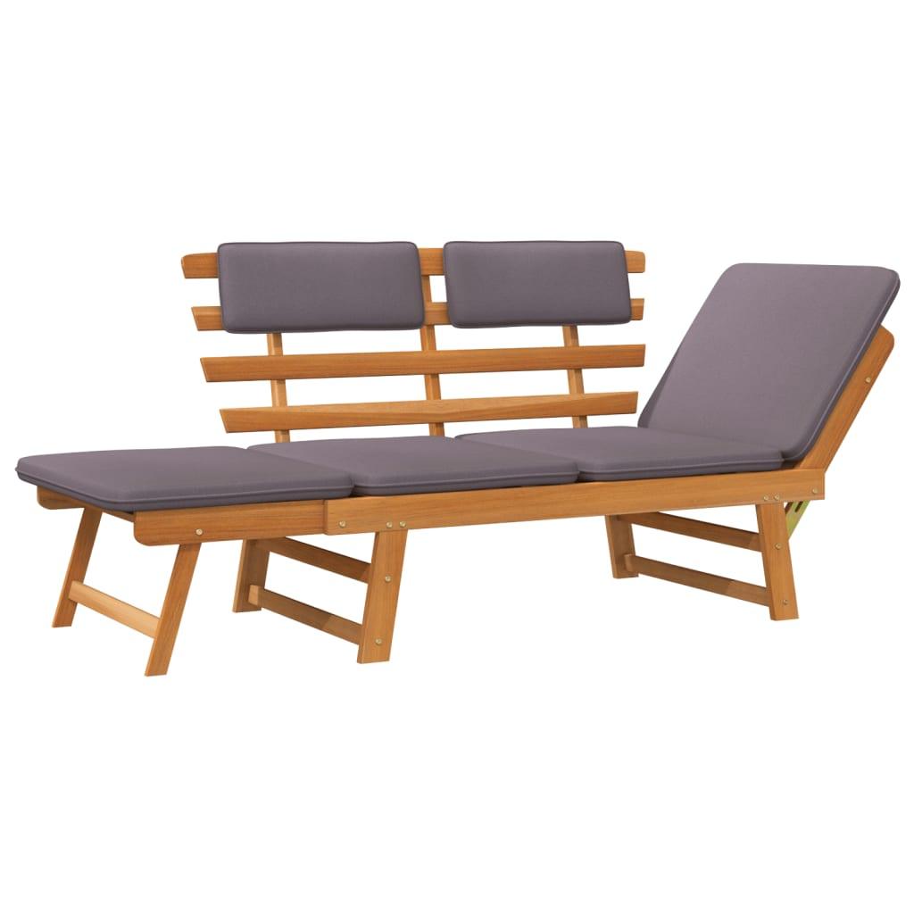 2-in-1 Patio Daybed with Cushion 74.8" Solid Acacia Wood at Set Shop and Smile