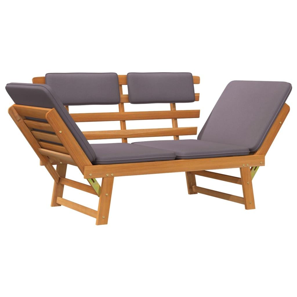 2-in-1 Patio Daybed with Cushion 74.8" Solid Acacia Wood at Set Shop and Smile