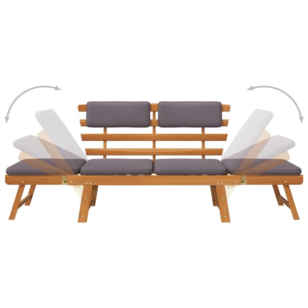 2-in-1 Patio Daybed with Cushion 74.8" Solid Acacia Wood at Set Shop and Smile