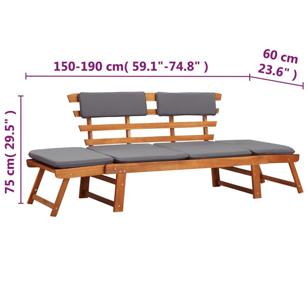 2-in-1 Patio Daybed with Cushion 74.8" Solid Acacia Wood at Set Shop and Smile