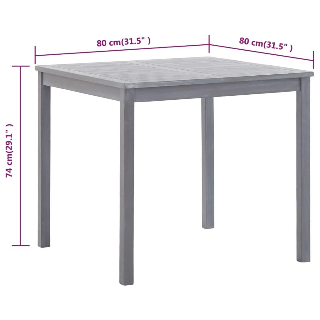 Patio Table Gray 31.5"x31.5"x29.1" Solid Acacia Wood at Set Shop and Smile