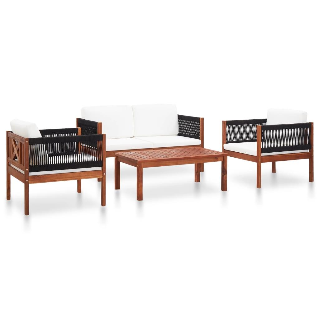 4 Piece Patio Lounge Set Solid Acacia Wood at Set Shop and Smile