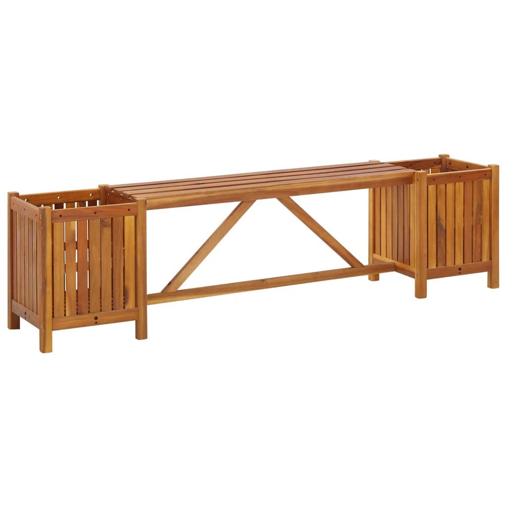 Patio Bench with 2 Planters 59.1"x11.8"x15.7" Solid Acacia Wood at Set Shop and Smile