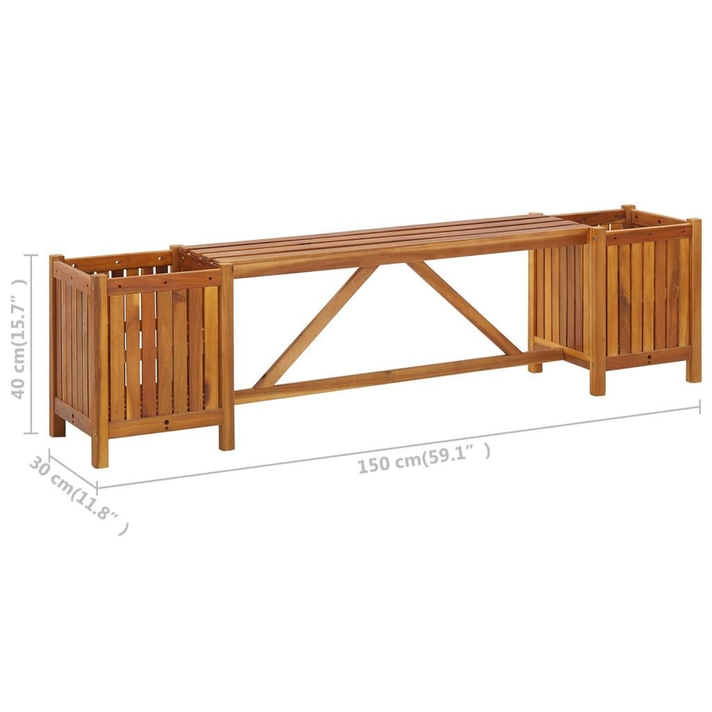 Patio Bench with 2 Planters 59.1"x11.8"x15.7" Solid Acacia Wood at Set Shop and Smile