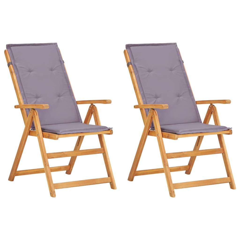 Reclining Patio Chairs 2 pcs Brown Solid Acacia Wood at Set Shop and Smile