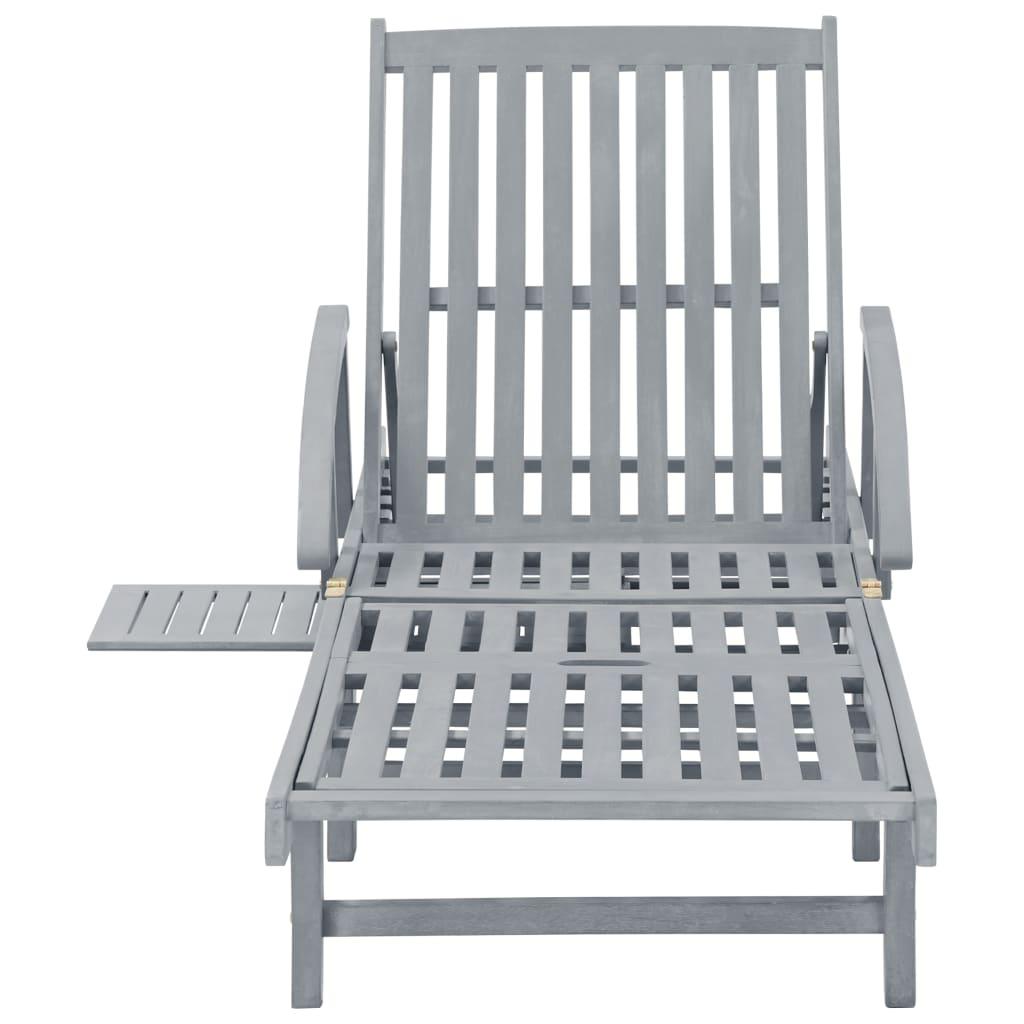 Patio Sun Lounger Gray Solid Acacia Wood at Set Shop and Smile
