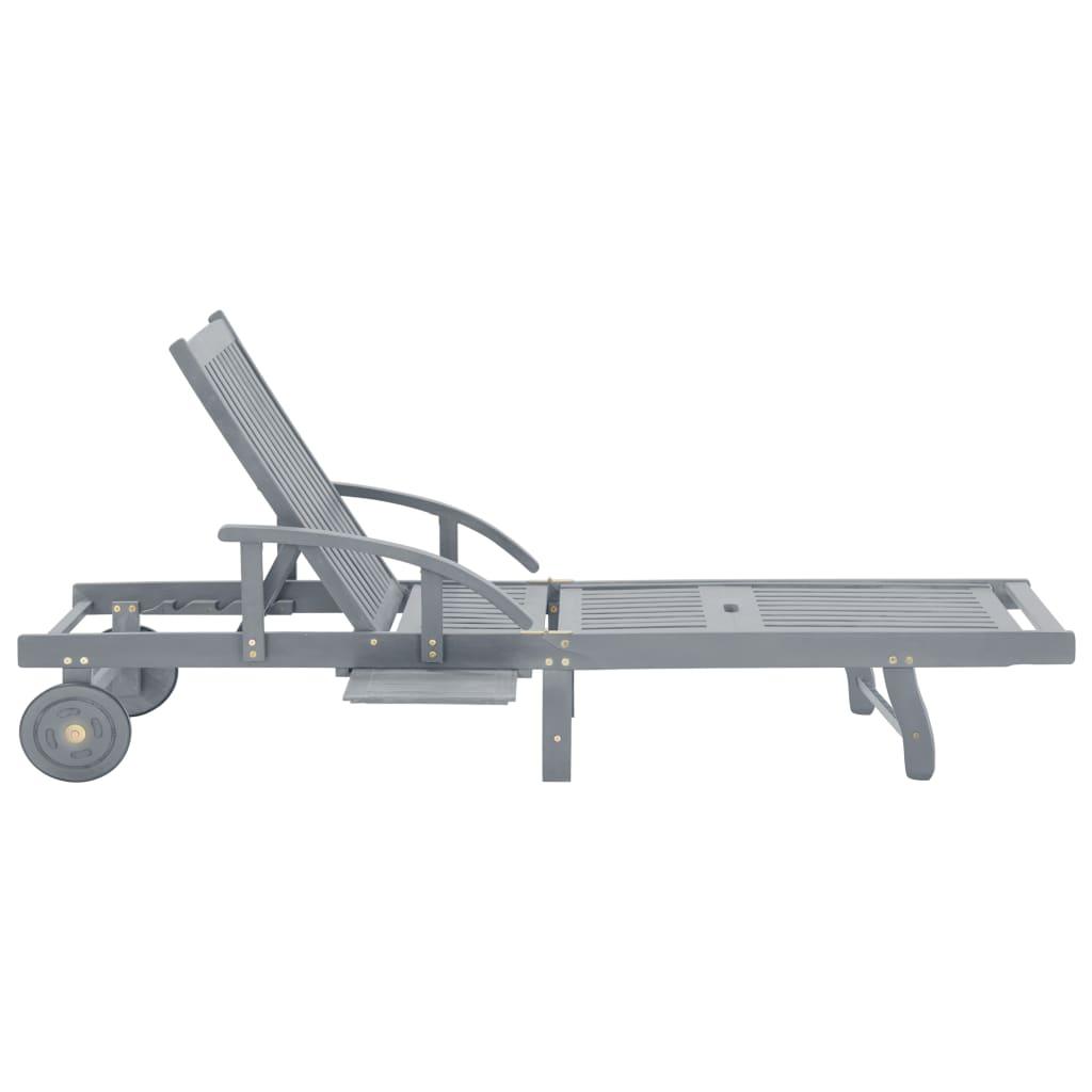 Patio Sun Lounger Gray Solid Acacia Wood at Set Shop and Smile