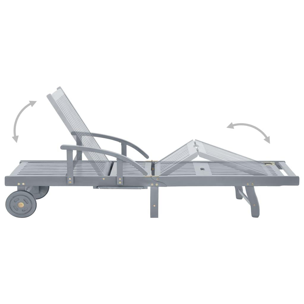 Patio Sun Lounger Gray Solid Acacia Wood at Set Shop and Smile