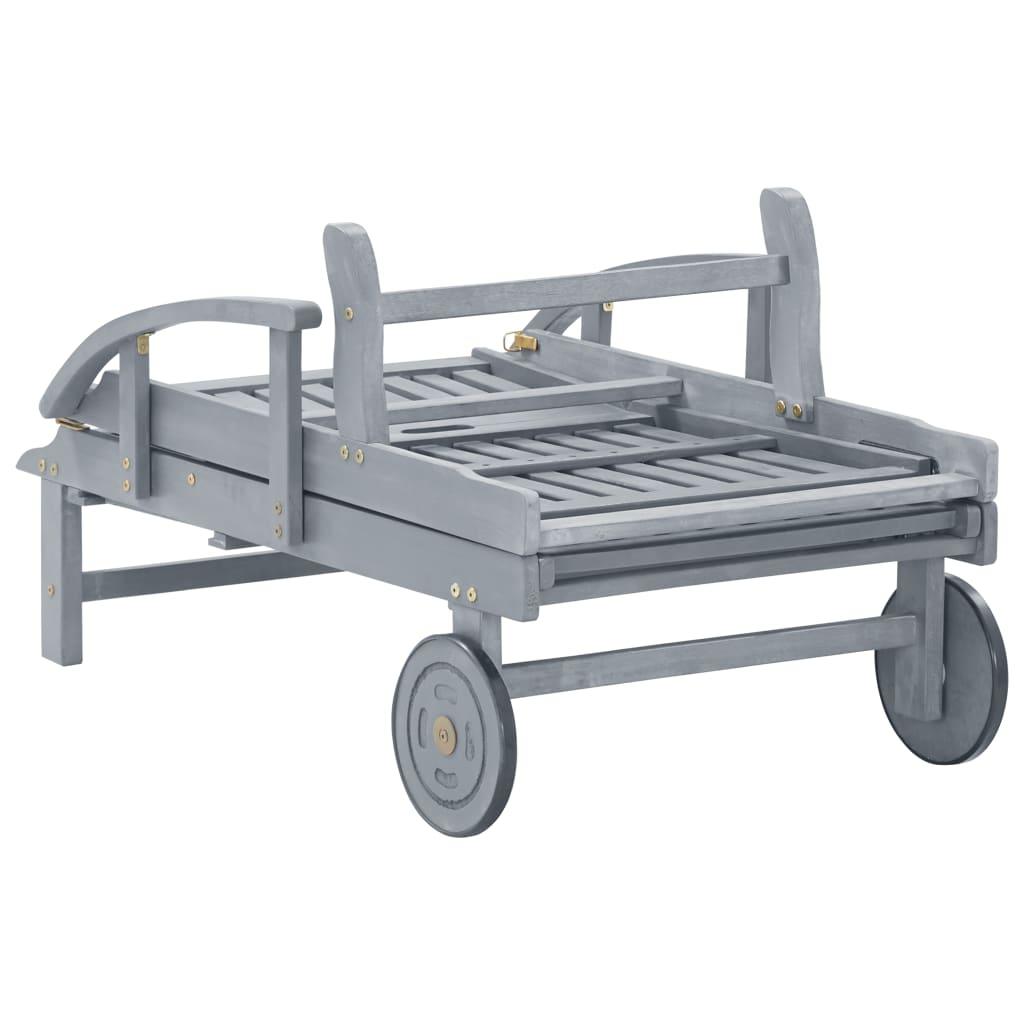 Patio Sun Lounger Gray Solid Acacia Wood at Set Shop and Smile