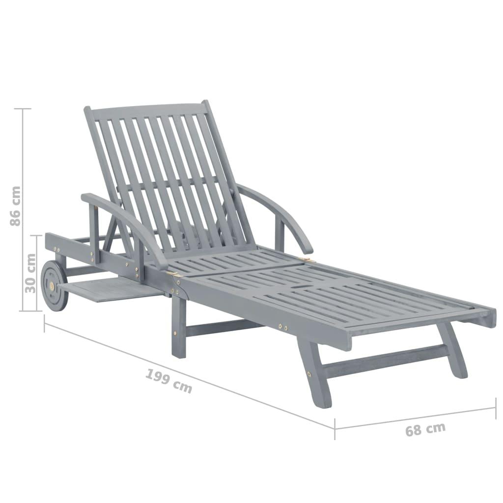 Patio Sun Lounger Gray Solid Acacia Wood at Set Shop and Smile