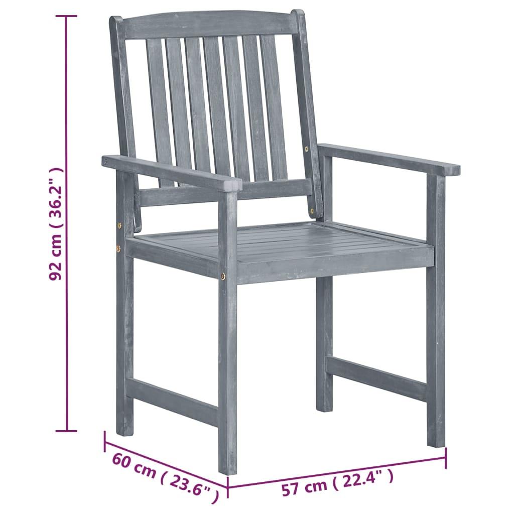 Patio Chairs 2 pcs Gray Solid Acacia Wood at Set Shop and Smile