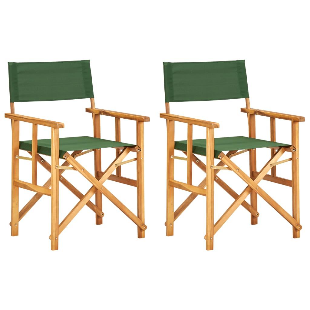 Director's Chairs 2 pcs Solid Acacia Wood Green at Set Shop and Smile