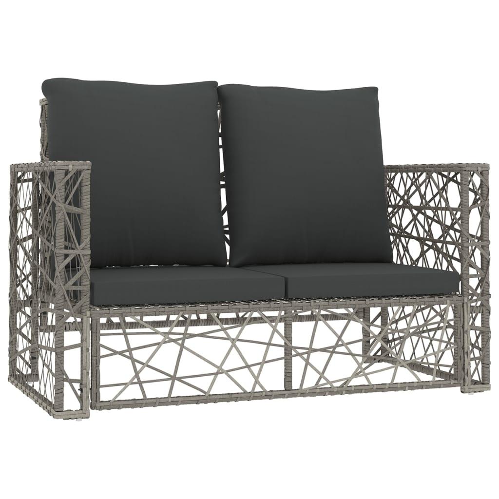 2 Piece Patio Lounge Set with Cushions Poly Rattan Gray at Set Shop and Smile