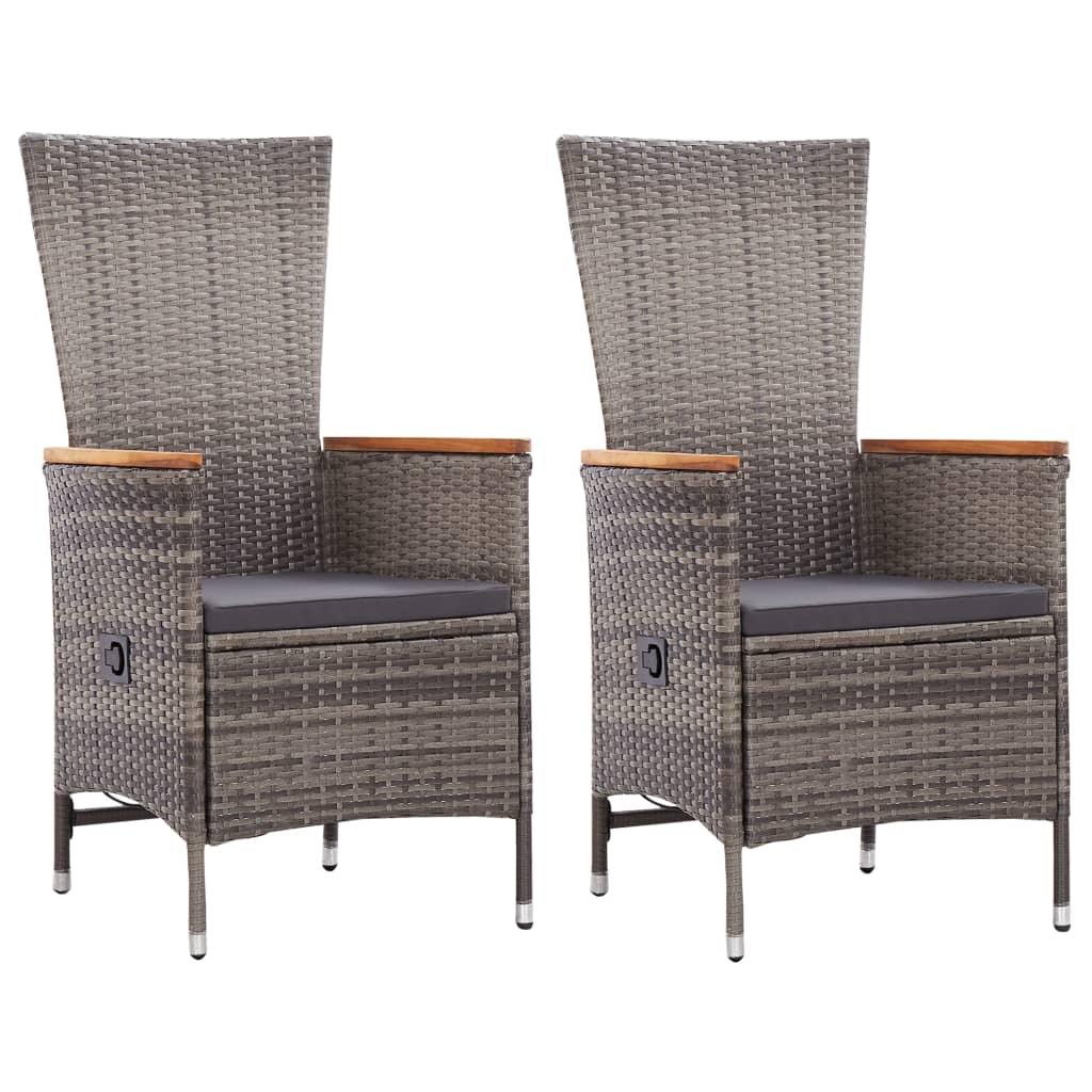 Patio Chairs 2 pcs with Cushions Poly Rattan Gray at Set Shop and Smile