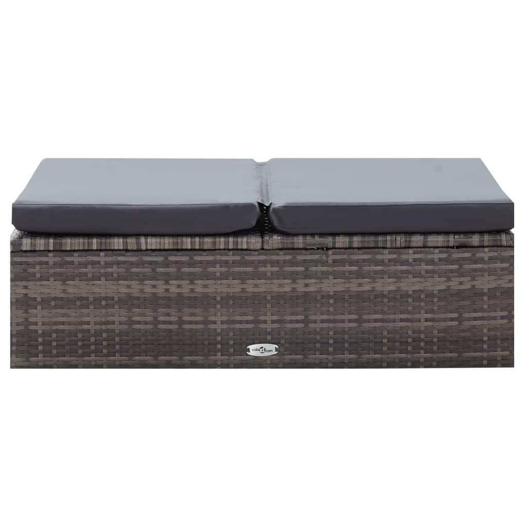 2 Piece Patio Lounge Set with Cushions Poly Rattan Gray at Set Shop and Smile