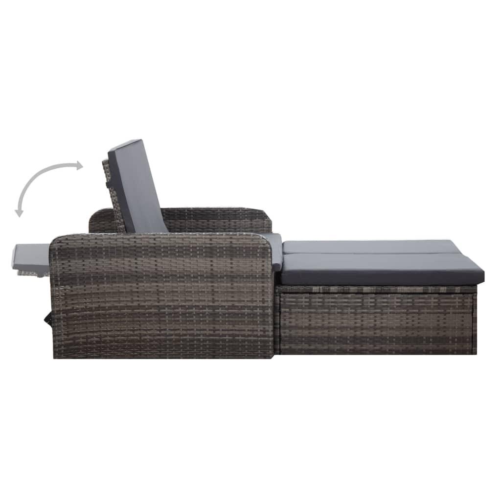 2 Piece Patio Lounge Set with Cushions Poly Rattan Gray at Set Shop and Smile