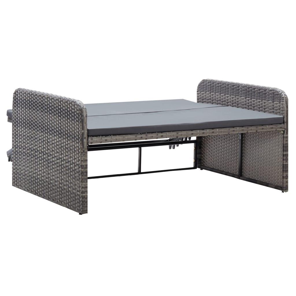 2 Piece Patio Lounge Set with Cushions Poly Rattan Gray at Set Shop and Smile