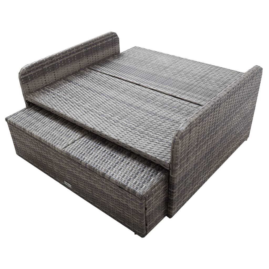 2 Piece Patio Lounge Set with Cushions Poly Rattan Gray at Set Shop and Smile