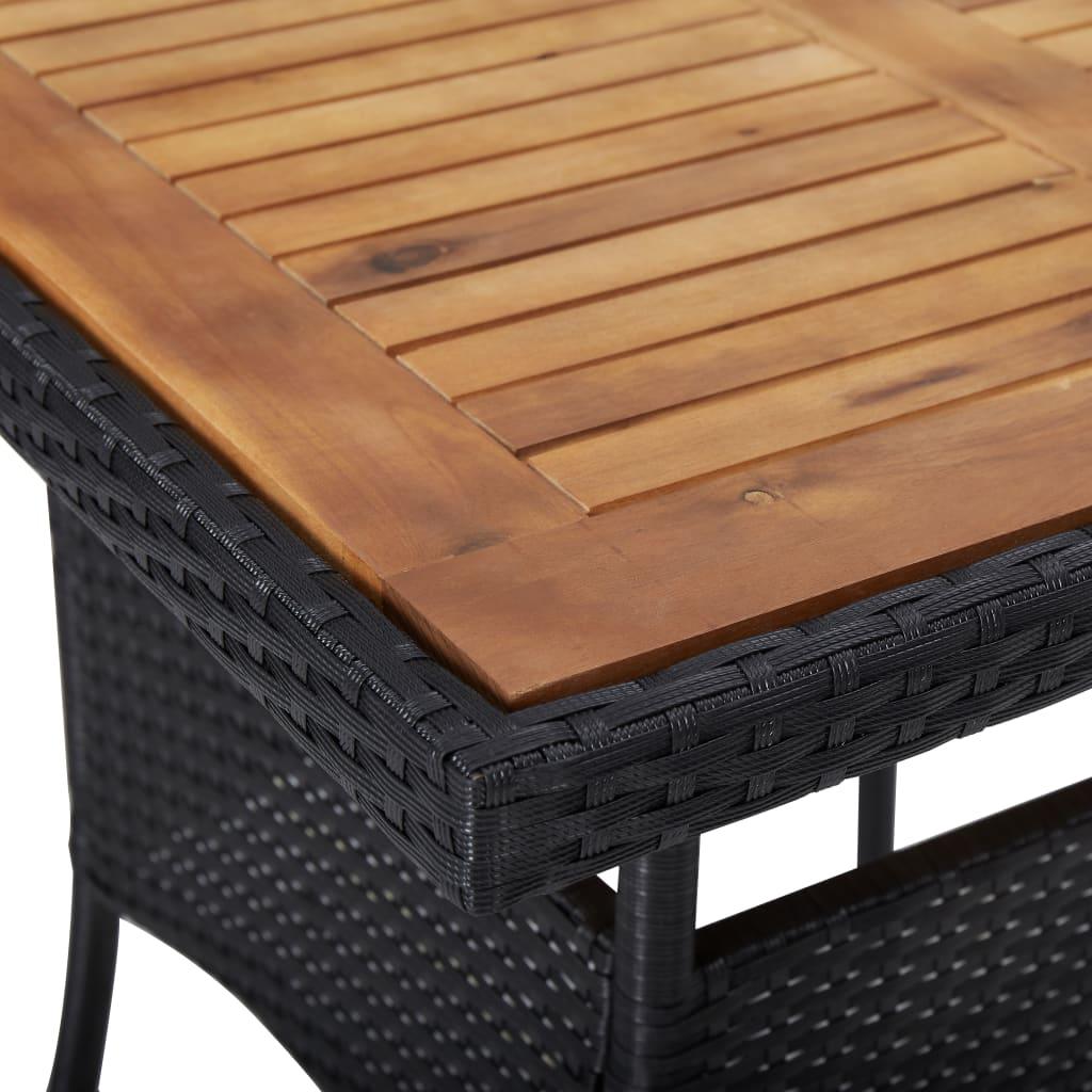 Patio Dining Table Black Poly Rattan and Solid Acacia Wood at Set Shop and Smile