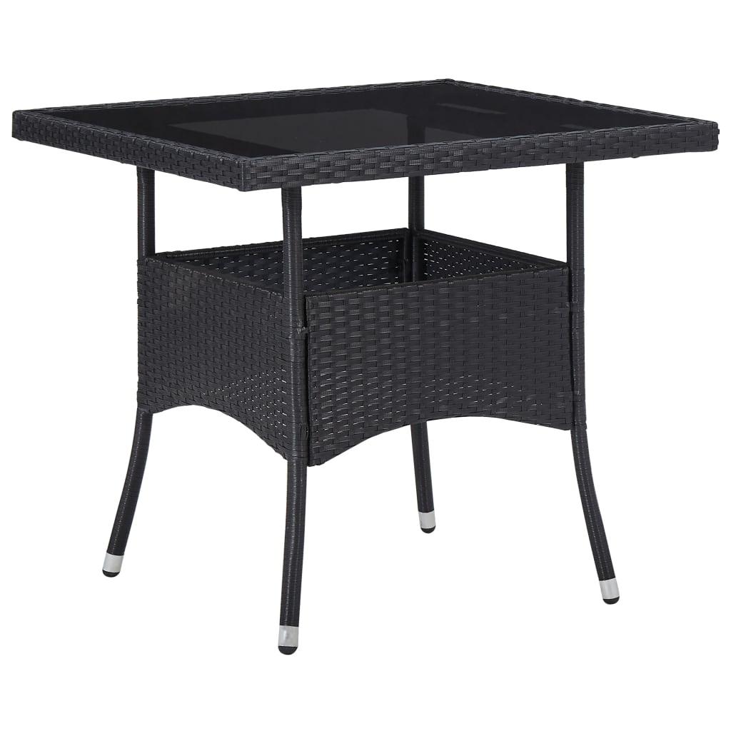 Patio Dining Table Black Poly Rattan and Glass at Set Shop and Smile