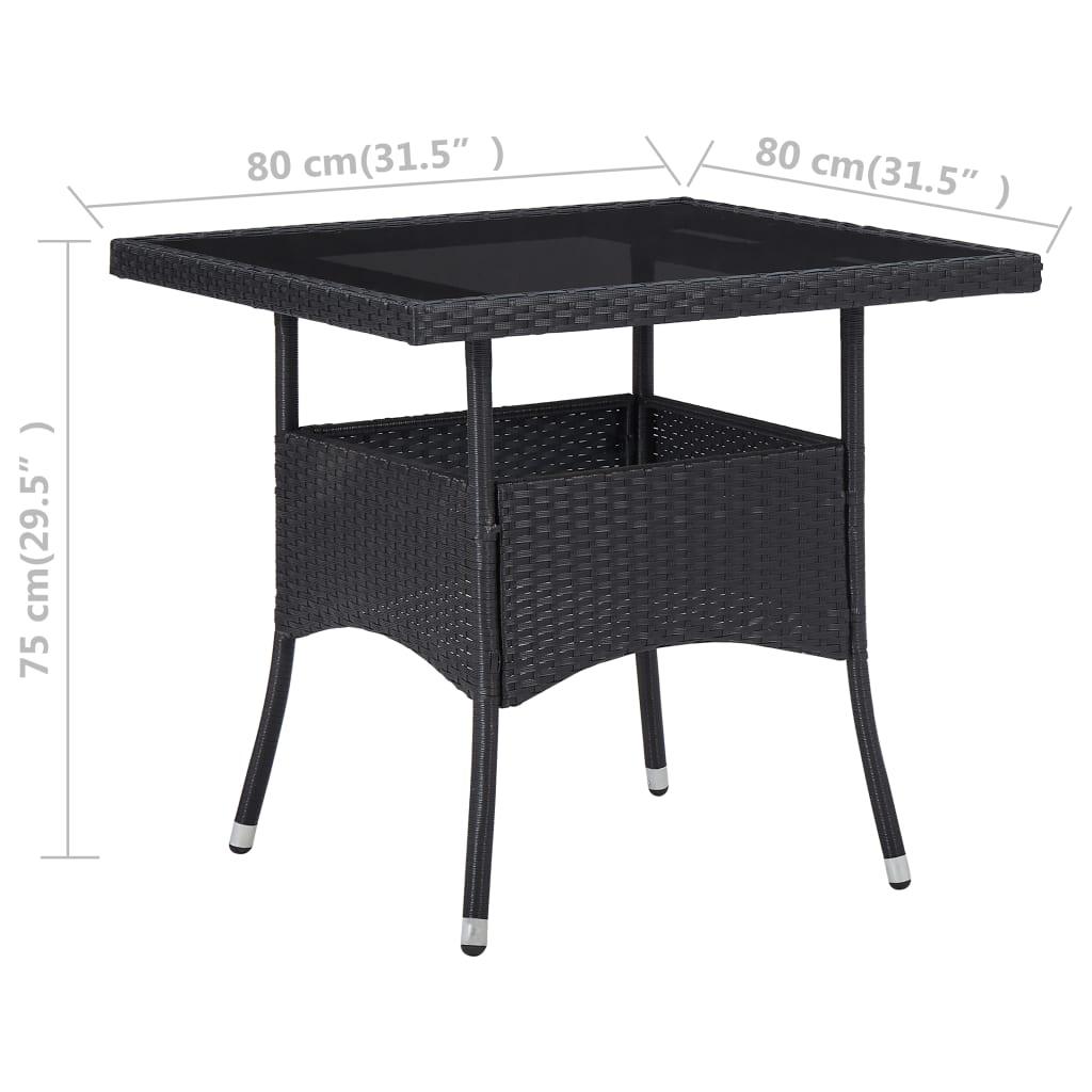 Patio Dining Table Black Poly Rattan and Glass at Set Shop and Smile