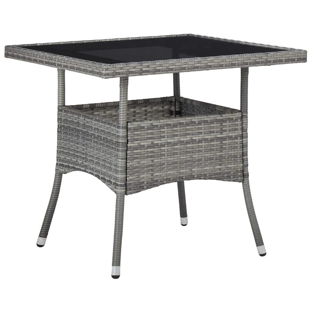 Patio Dining Table Gray Poly Rattan and Glass at Set Shop and Smile