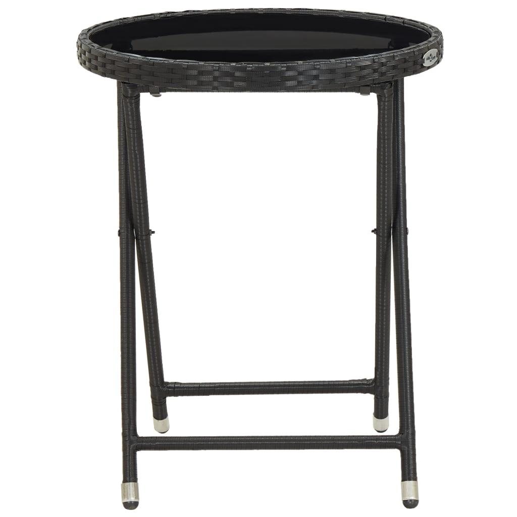 Tea Table Black 23.6" Poly Rattan and Tempered Glass at Set Shop and Smile