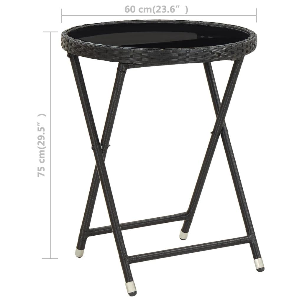 Tea Table Black 23.6" Poly Rattan and Tempered Glass at Set Shop and Smile